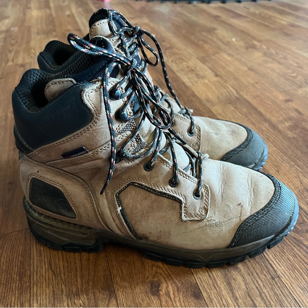 Red Wing 8 Inch Flex Force Safety Steel Toe Work Boots Waterproof Brown Sz 10.5